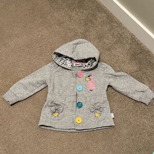 Gray Kids Hooded Jacket with Colorful Buttons
